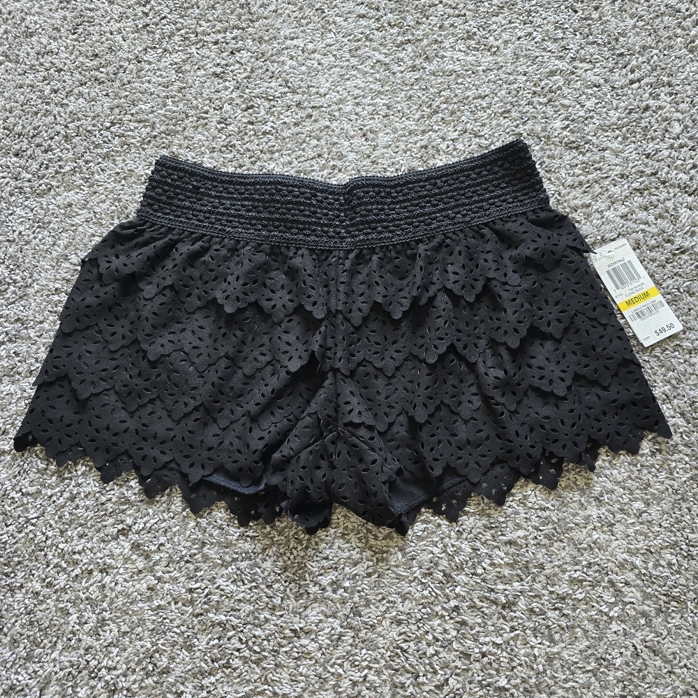 American Rag CIE Faux Suede Ruffle Shorts Black Medium